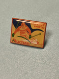 Vintage pin's Auchan ski, illustration sportive, Travaux Photo, collection rétro