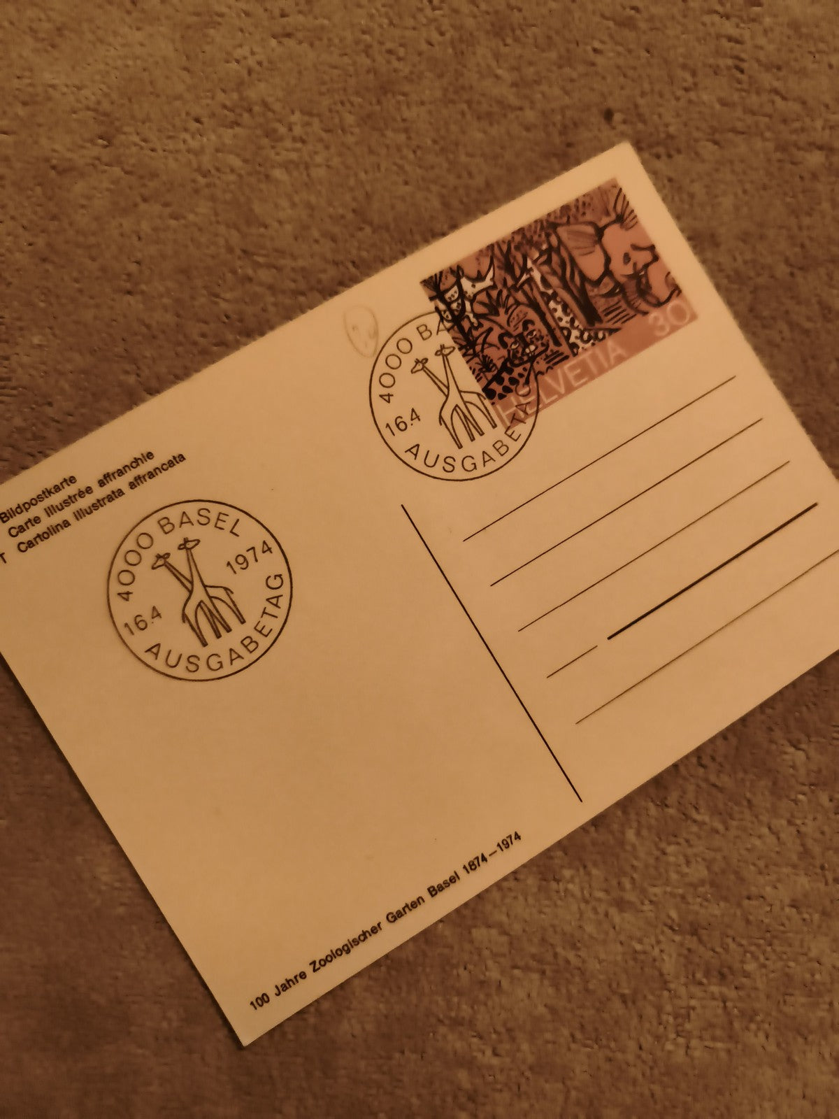 Carte postale affranchie Suisse Basel 1974 Helvetia 30 philatélie (Ref 1)