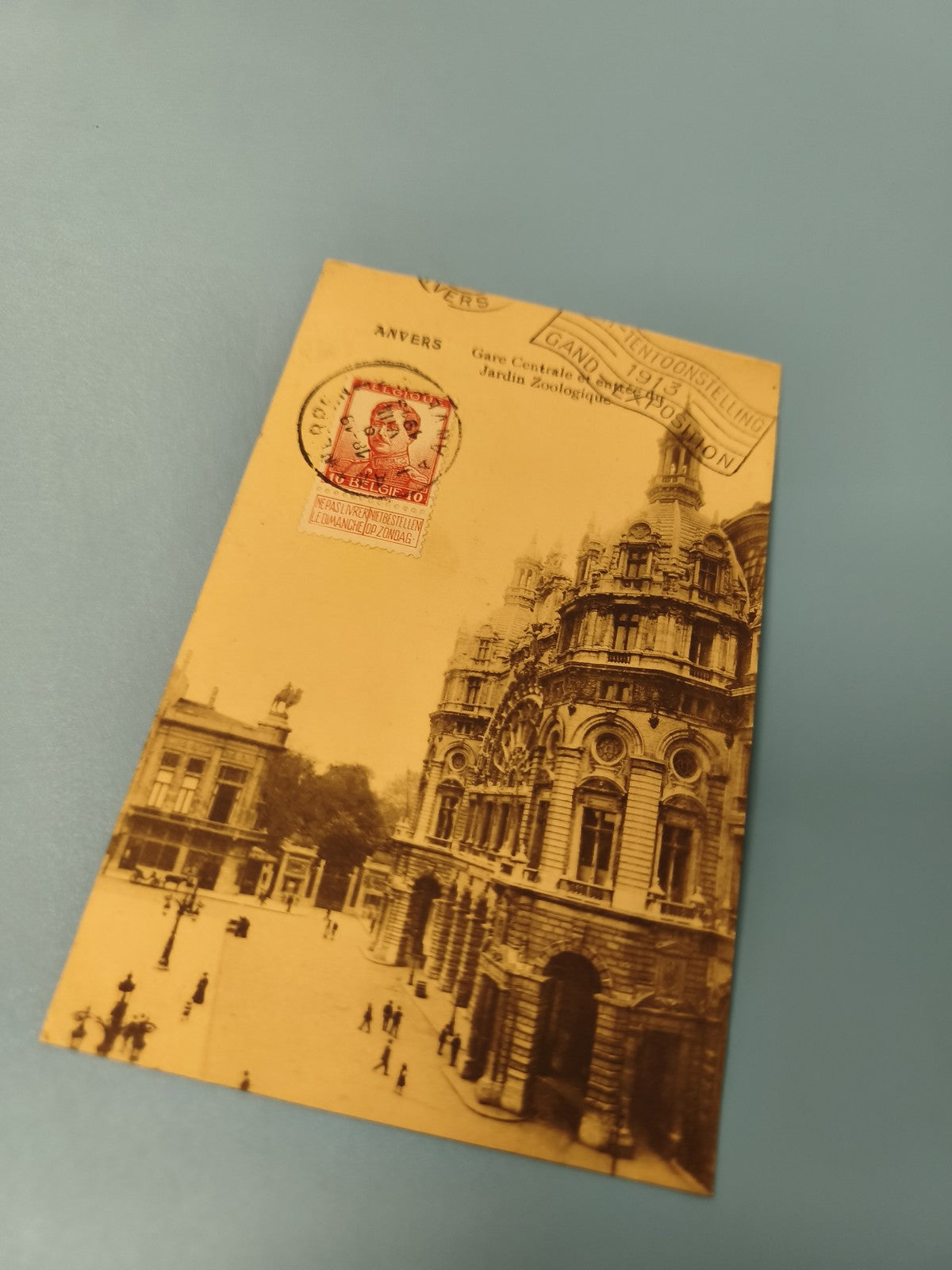 Carte postale ancienne CPA Anvers Gare centrale timbre oblitéré architecture