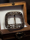Boucle de ceinture Art Déco début XXe, décor feuillage, aspect bronze, accessoir