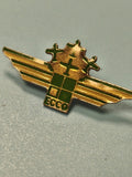 Vintage pin's ECCO ancien, vert doré, motif croix ailée, collection