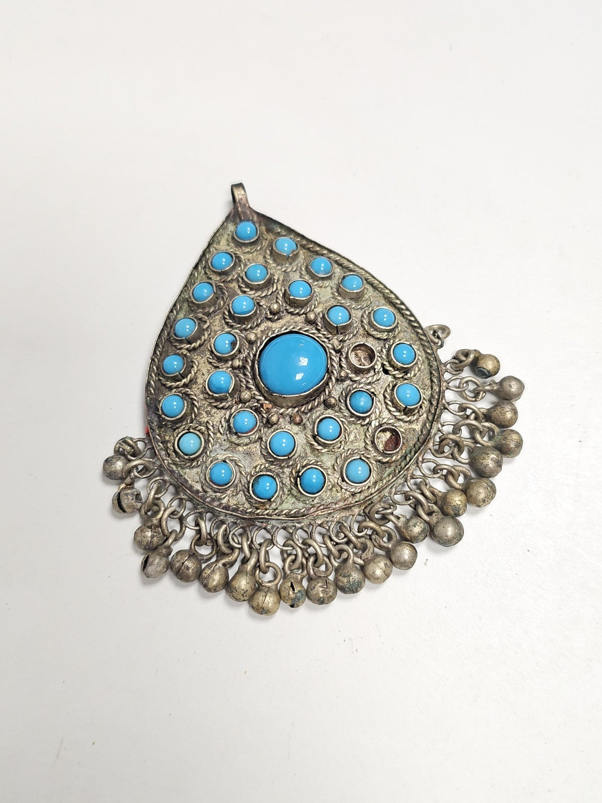 Ancien pendentif oriental vintage argent bas titre ethnique bijou rétro collecti