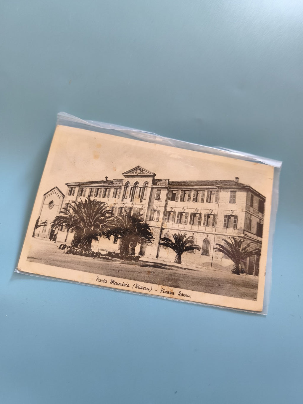 Carte postale ancienne italienne vintage époque coloniale timbre oblitéré rare