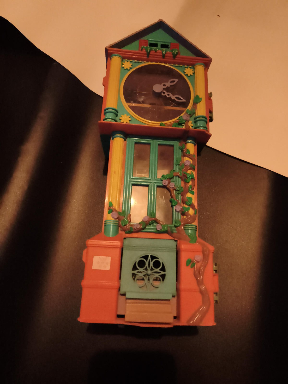 Polly Pocket maison horloge plastique multicolore décor fleurs Mattel jouet