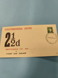 Ancienne enveloppe FDC 1961 Provisional Issue 2½d timbre vert collection