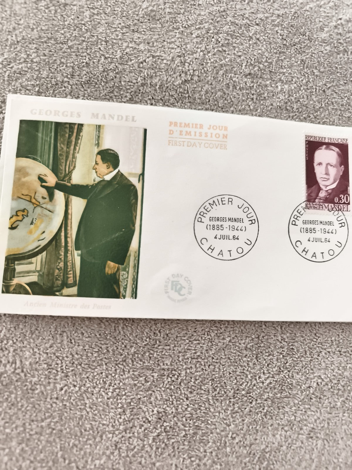 FDC Georges Mandel 1964 Premier Jour Chatou enveloppe philatélie ancien