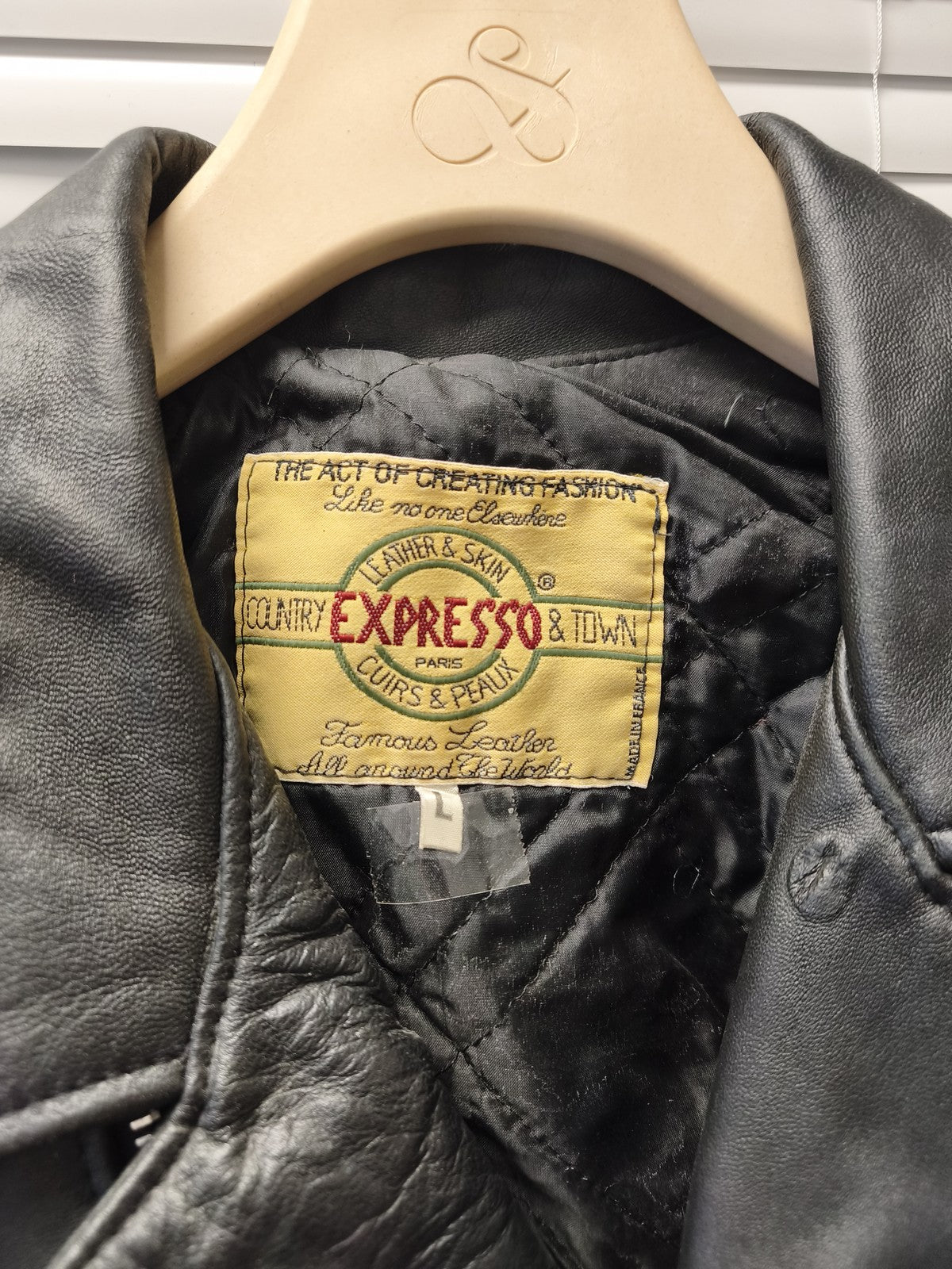Blouson cuir vintage homme Expresso ancien veste rétro taille L collectionneur