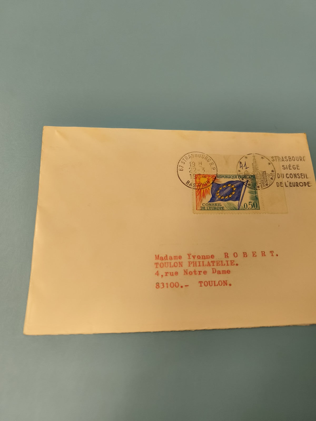 Ancienne enveloppe philatélie Strasbourg Conseil de l?Europe timbre 0,50? vintag