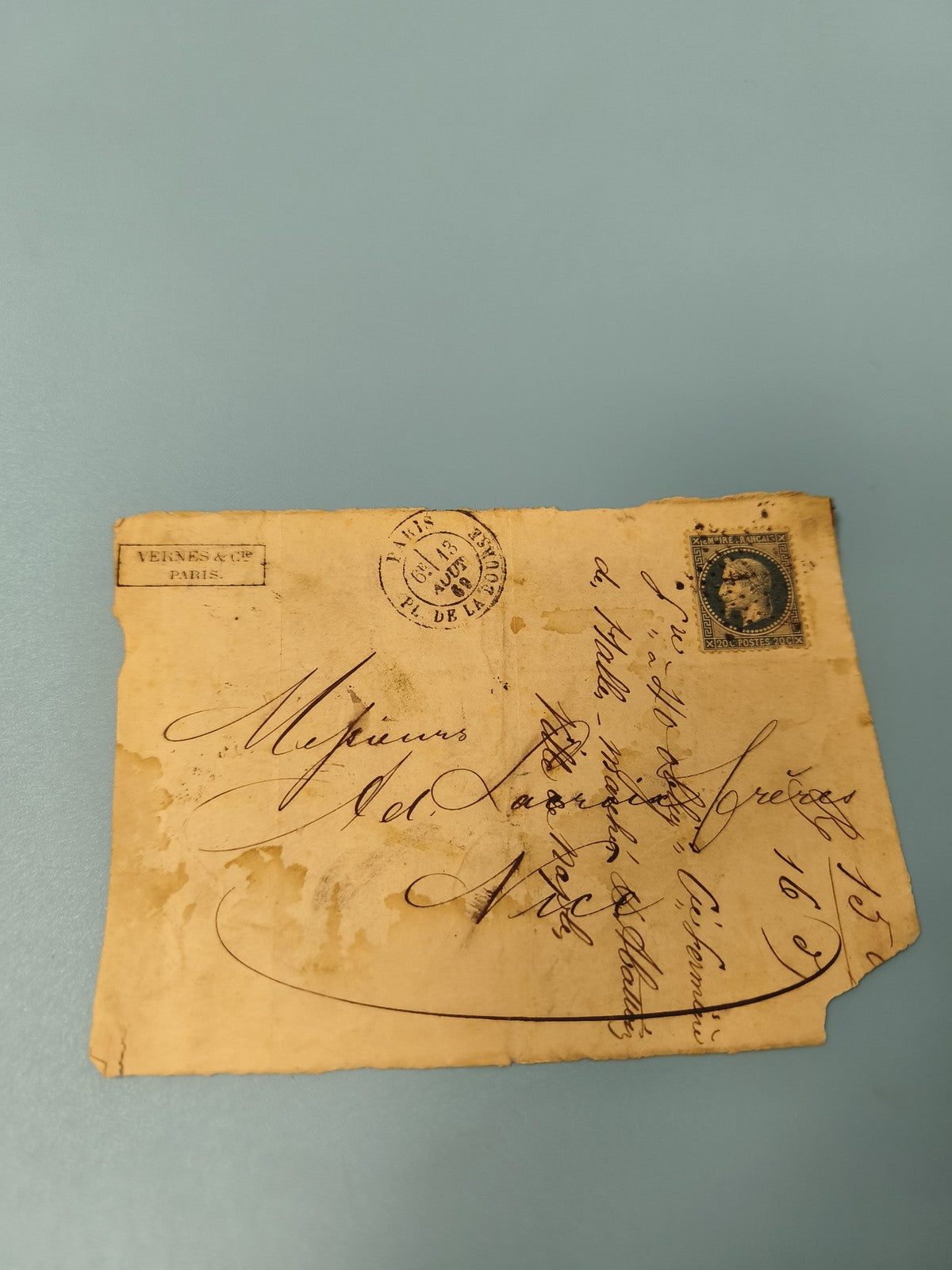 Ancienne enveloppe philatélie timbre Cérès Paris XIXe collection vintage