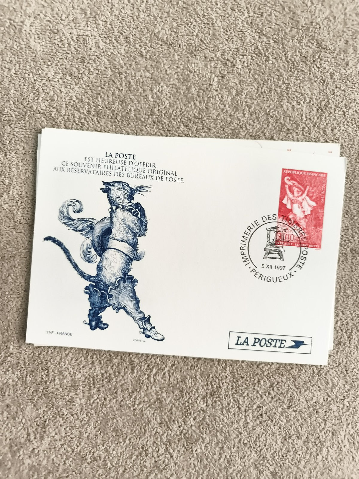Lettre souvenir philatélique La Poste 1997 Le Chat Botté timbre 3,00F France