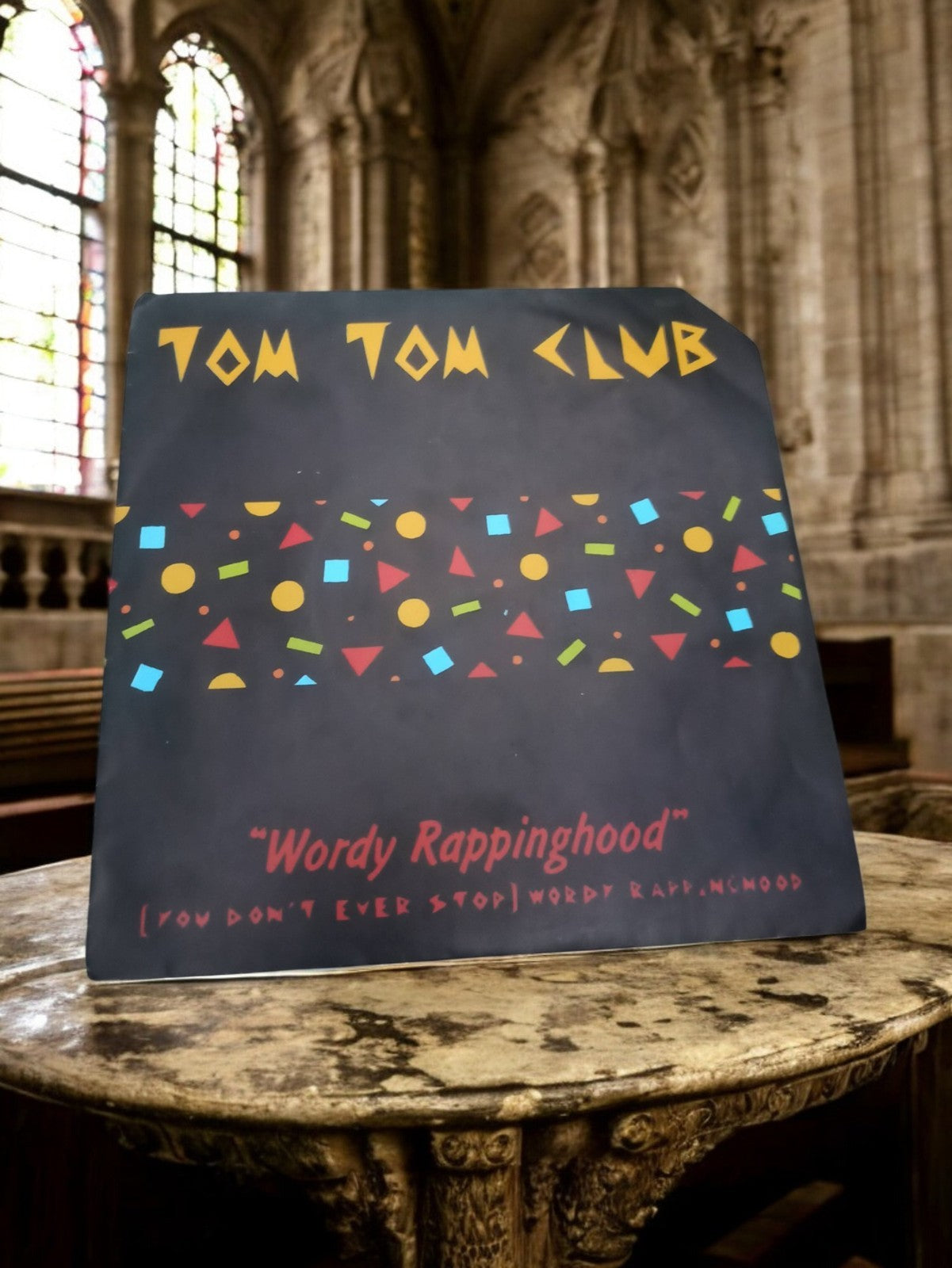 Vinyle 45 tours Tom Tom Club Wordy Rappinghood vintage pochette graphique
