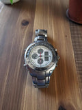 Montre homme Philip Persio vintage, bracelet métal, chronographe, non testée