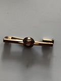 Broche ancienne barre cercle, finition dorée vintage, bijou rétro