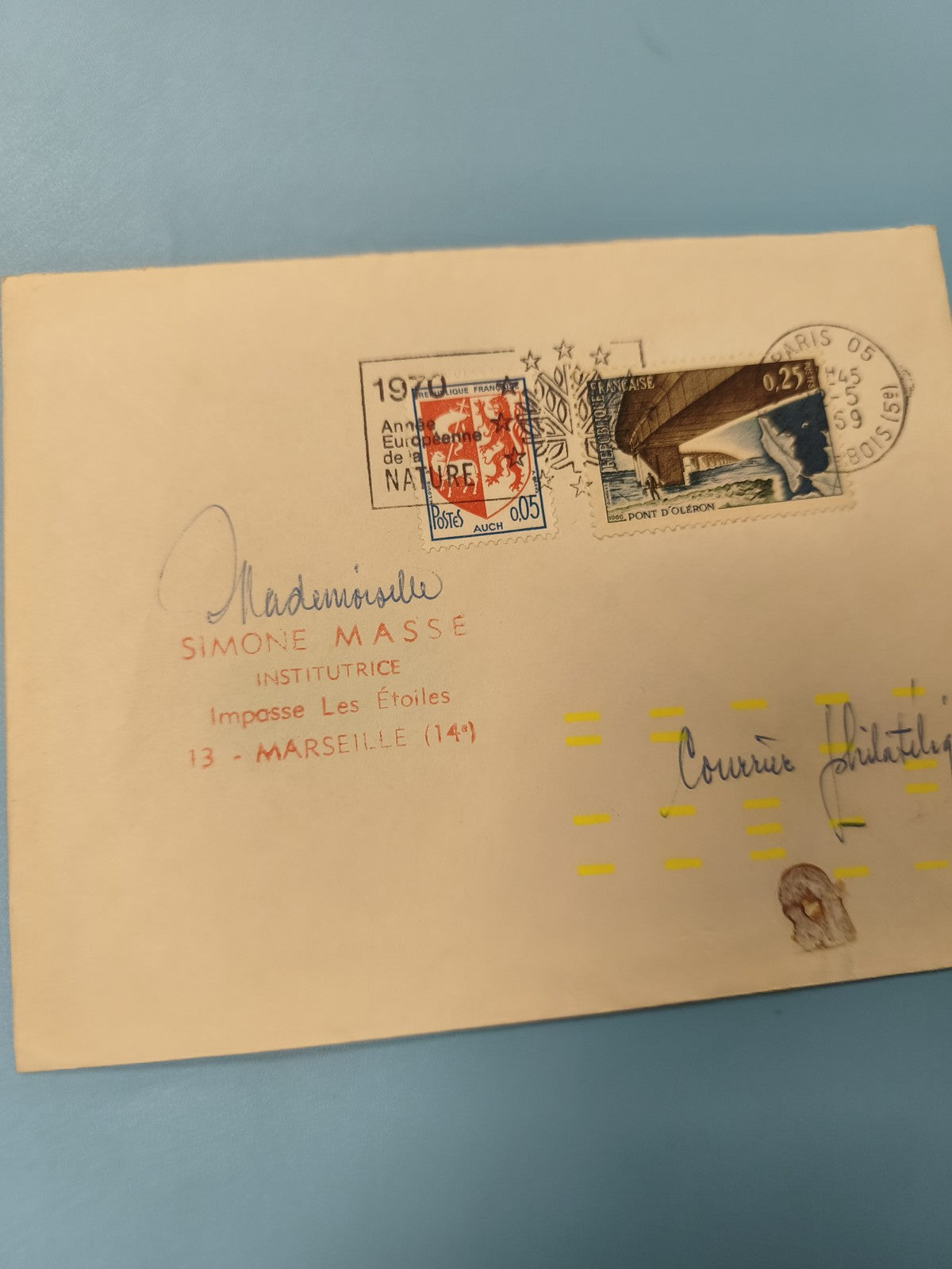 Ancienne enveloppe timbrée 1970 oblitérée, philatélie France, Pont d?Oléron
