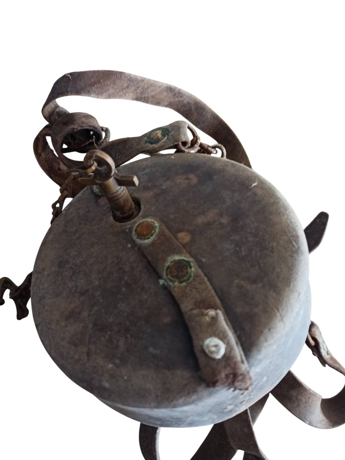 Horodateur ancien rond 1940, pointeur de ronde vintage, cadran métal patiné