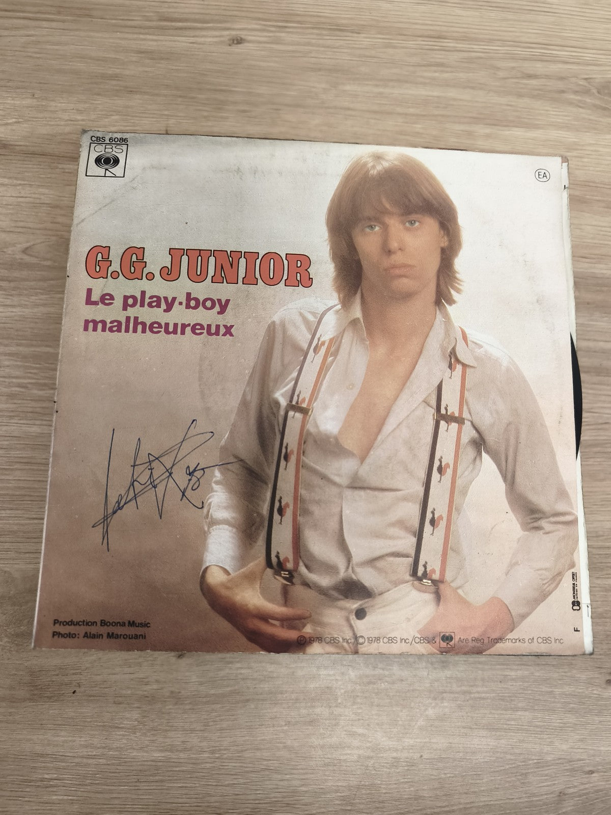 Vinyle 45T G.G. Junior Le play-boy malheureux pochette signée CBS 6086