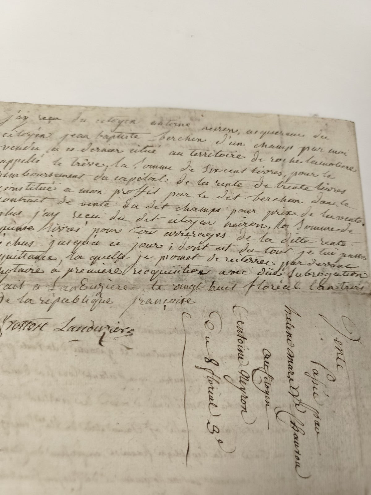 Lettre manuscrite administrative 1803, papier timbré, archive datée XIXe siècle