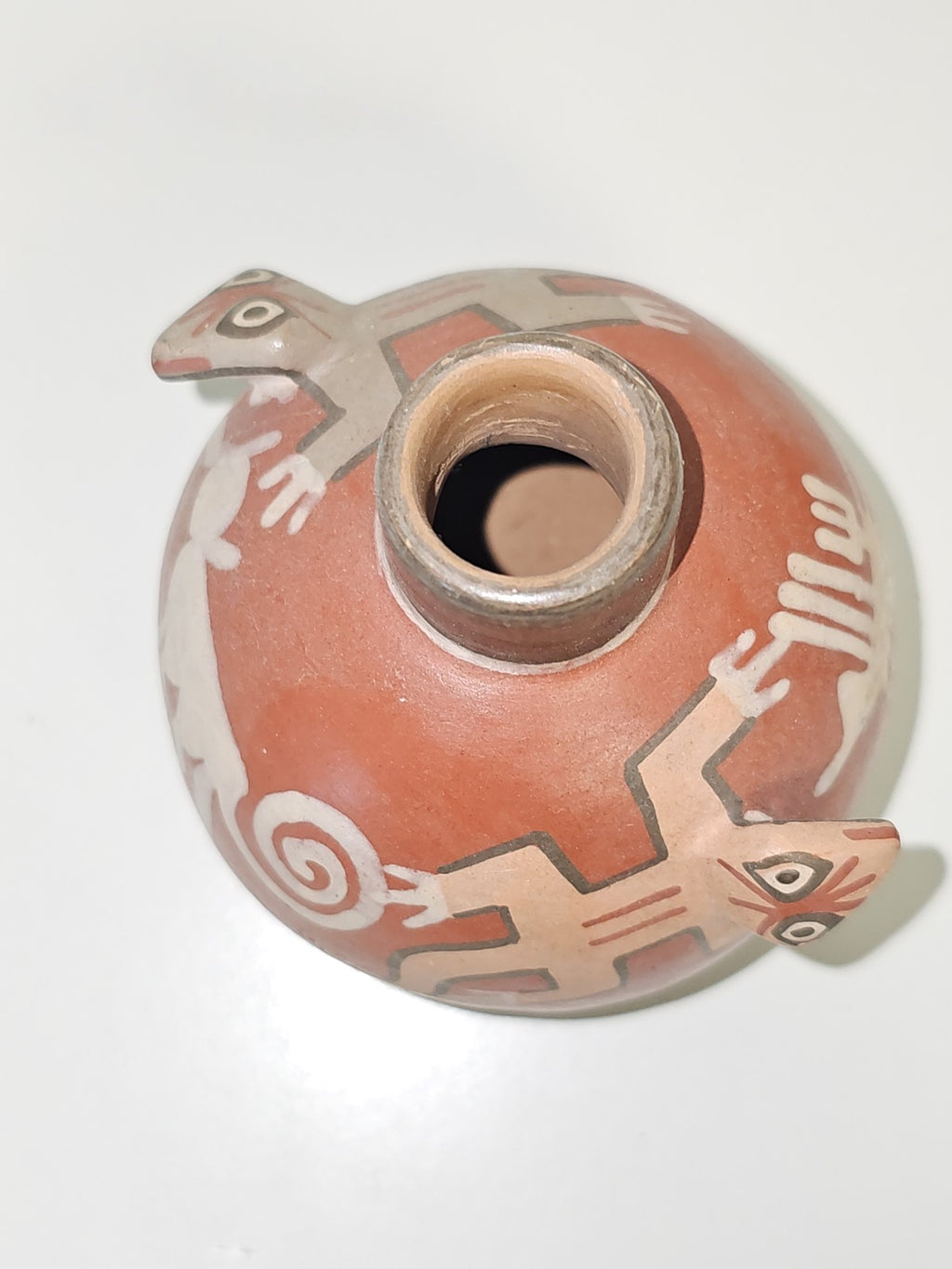 Ancien petit pot vintage Nasca Pérou signé Jenny Calle, objet de collection rare