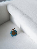 Pendentif médaille religieuse ancienne fleur bleu vintage, petit bijou catholiqu