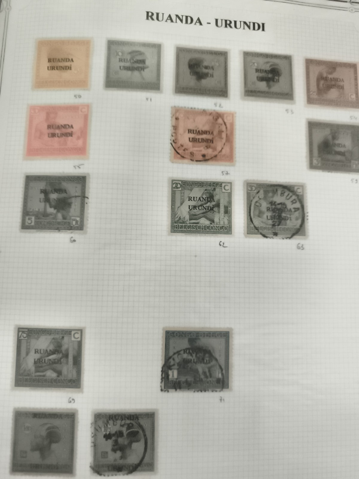 Timbres Ruanda-Urundi anciens oblitérés, lot philatélie Afrique belge