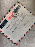 Lettre airmail affranchie timbres Moyen-Orient, enveloppe avion Paris philatélie