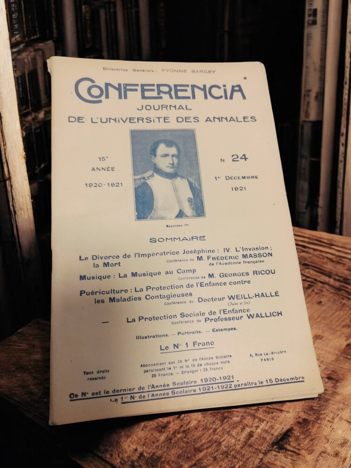 Revue ancienne Conférencia Université Annales 1921 N°24 vintage rétro