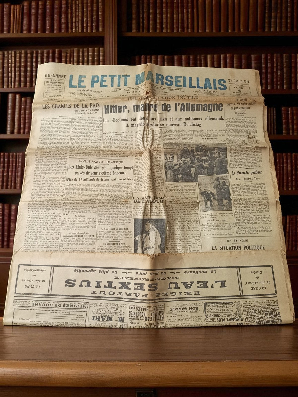 Journal ancien Le Petit Marseillais 1933 une Unes Hitler rétro presse vintage