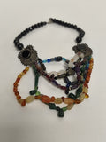 Collier ancien vintage ethnique, gros pendentif, pierres naturelles authentiques