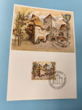 Carte postale philatélie Liechtenstein Frauenberg timbre château Vaduz 1981