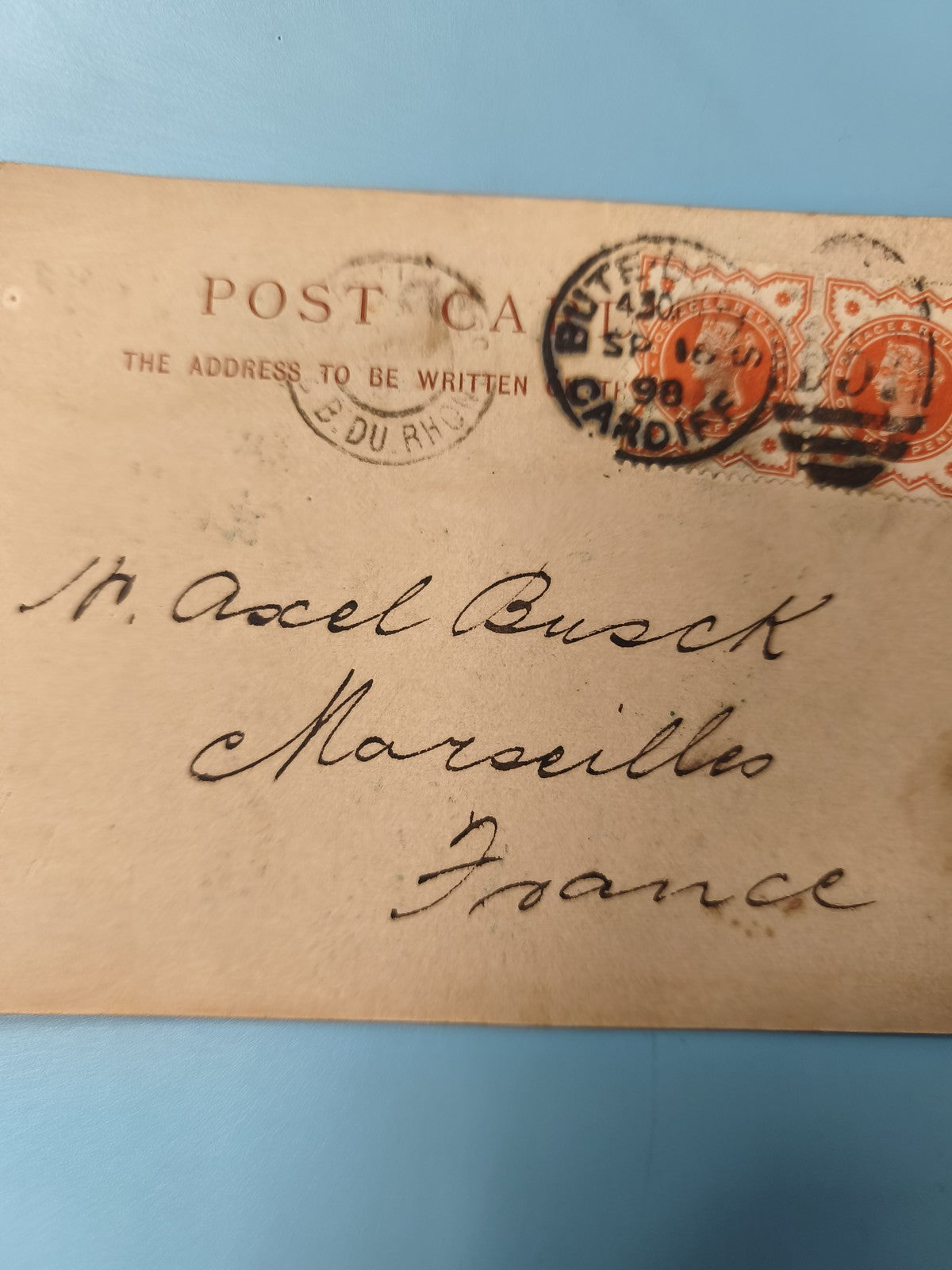 Ancienne enveloppe oblitérée fin XIXe philatélie France Marseille (Ref 9)