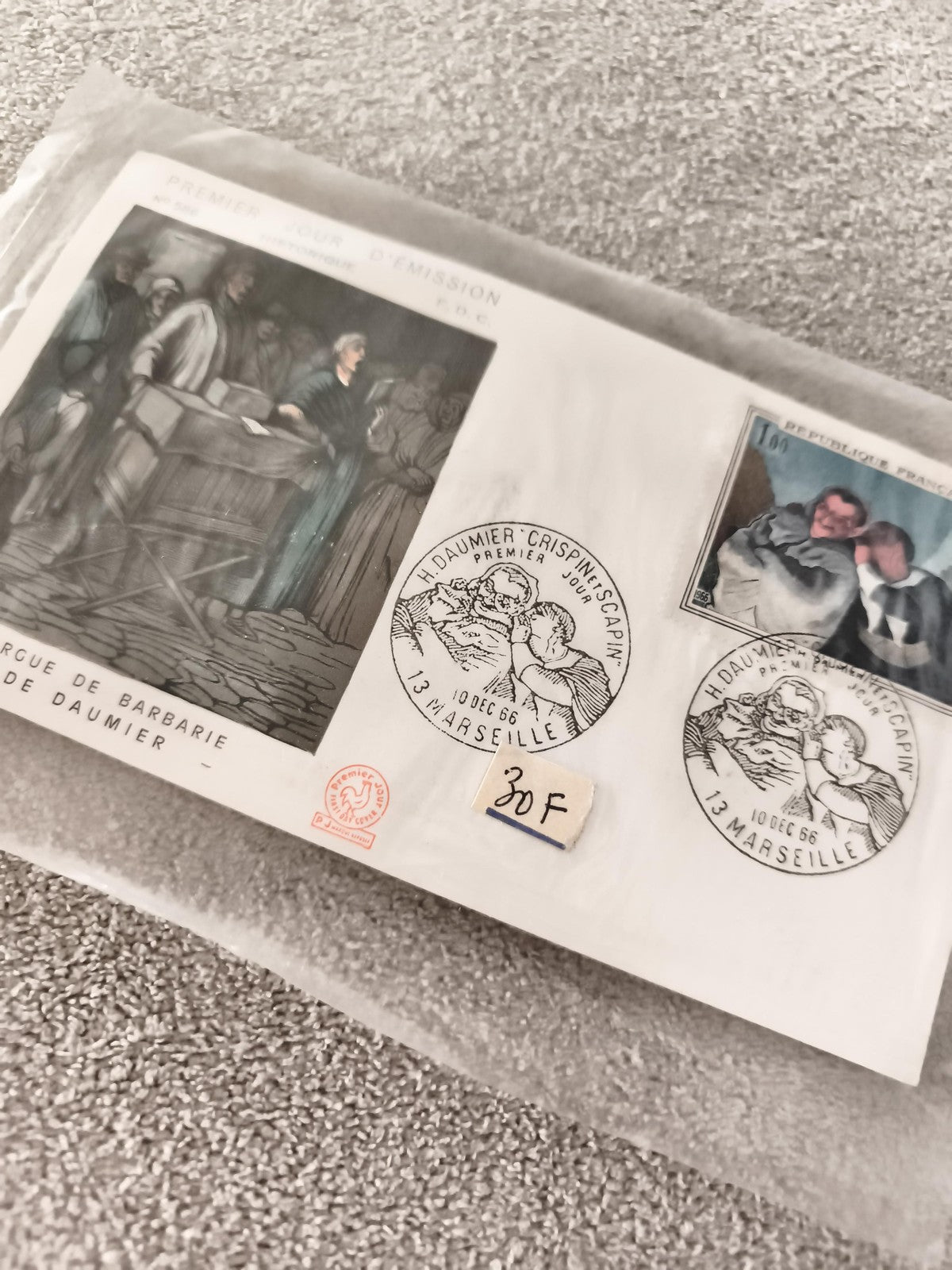 Lettre FDC Premier Jour H. Daumier 1966 Marseille philatélie ancienne