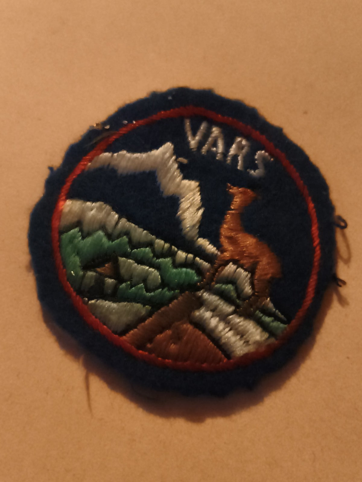 Écusson ancien brodé Vars montagne chamois vintage ski badge patch