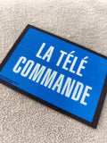 Carte ancienne LA TÉLÉ COMMANDE Observatoire des Médias bleu vintage