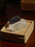 Miniature parfum vintage flacon ancien verre givré bouchon noir déco rétro