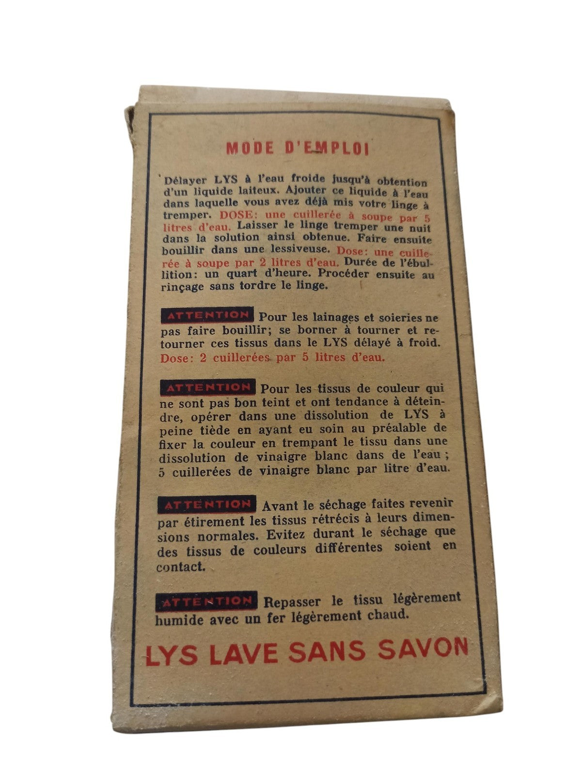 Boîte lessive vintage LYS années 50 lave sans savon Montpellier déco pub