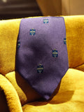 Cravate vintage Stefani en soie violette à motifs blason rétro chic