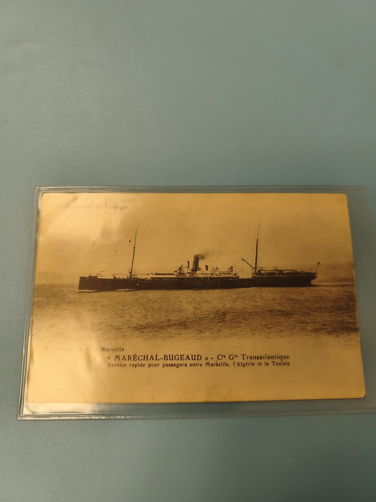 Carte postale ancienne paquebot Maréchal-Bugeaud Marseille Algérie Tunisie