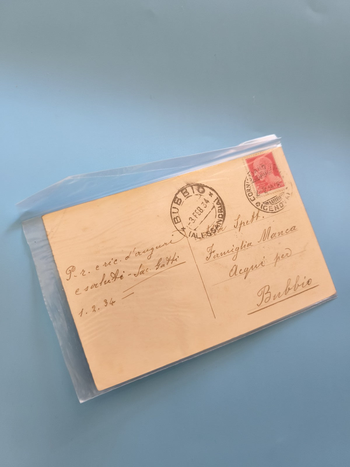 Carte postale ancienne italienne vintage, timbre et cachet époque coloniale rare