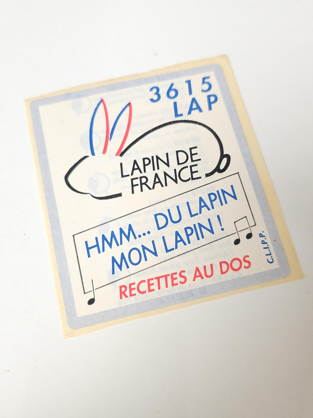 Vintage autocollant publicitaire ancien lapin France rétro déco collection rare