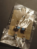 Paire boucles d’oreilles vintage fleurs perles bleues deadstock ancien magasin