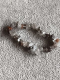 Bracelet pierres naturelles éclats gris marron, bijou fantaisie élastique