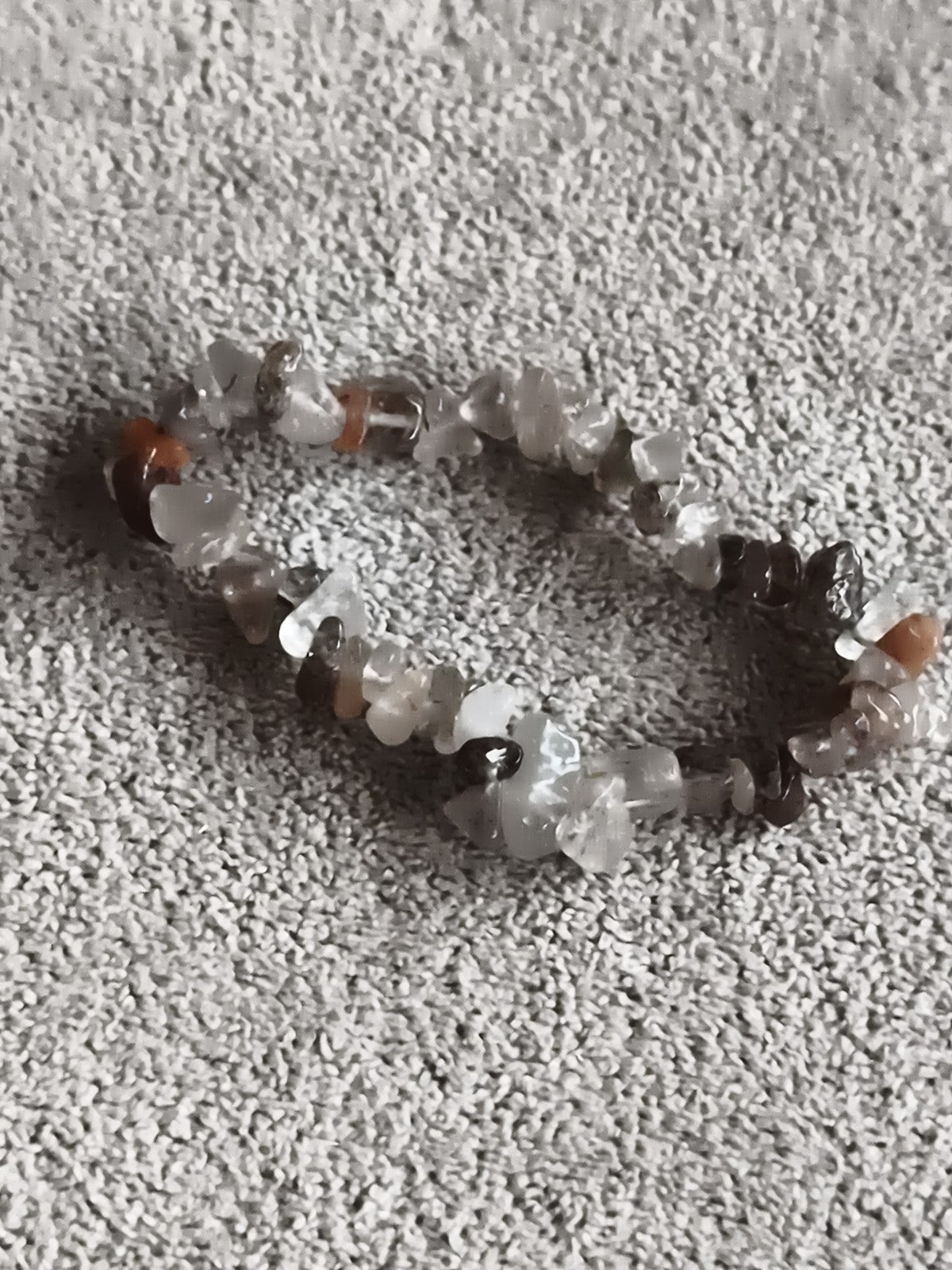 Bracelet pierres naturelles éclats gris marron, bijou fantaisie élastique