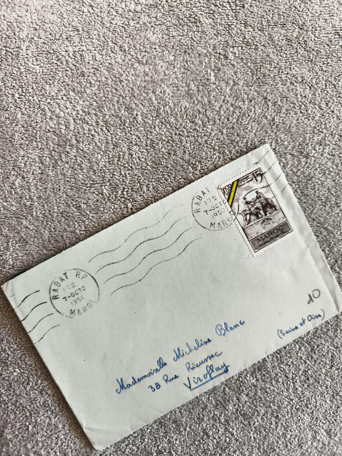 Lettre affranchie Maroc 1975 cachet Rabat timbre 15c philatélie enveloppe