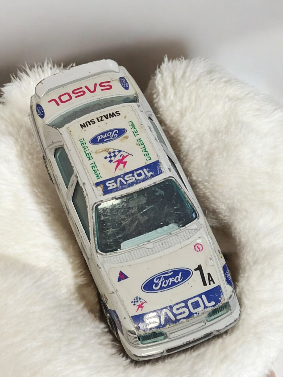 Véhicule miniature Ford SASOL vintage, voiture rallye rétro décorée d?occasion