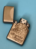 Briquet tempête American Legend relief aigle, finition dorée, zippo style
