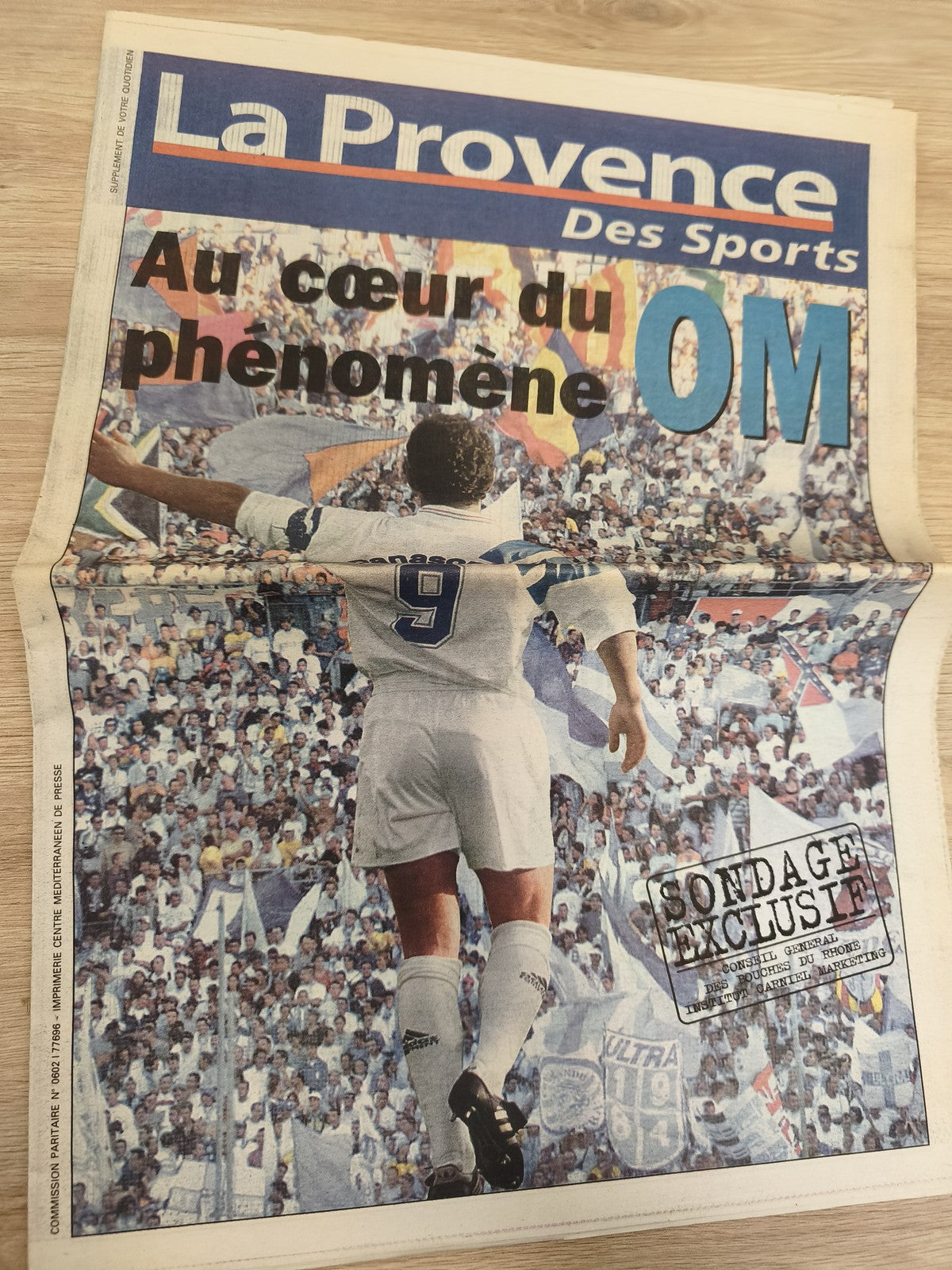 Ancien journal La Provence OM football vintage, collector Marseille années 90
