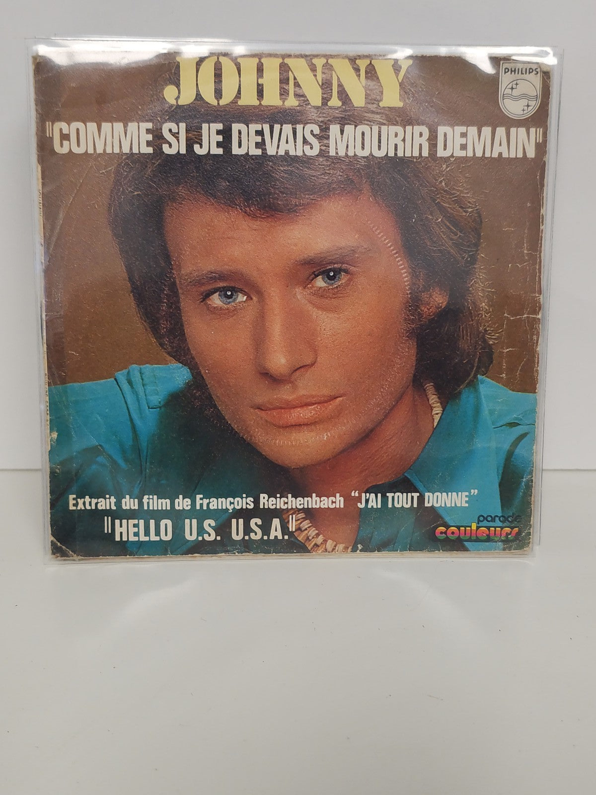 Vintage 45 tours ancien Johnny Hallyday vinyle rétro collection très bon état