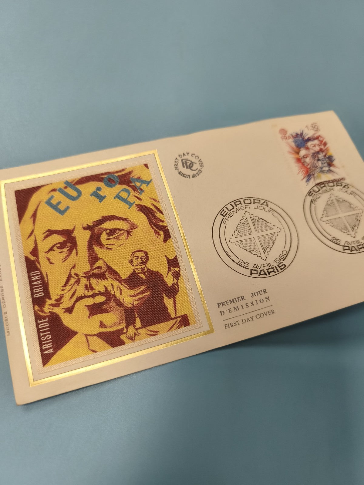 Enveloppe FDC Premier Jour d?Émission Europa Paris Aristide Briand timbre décora