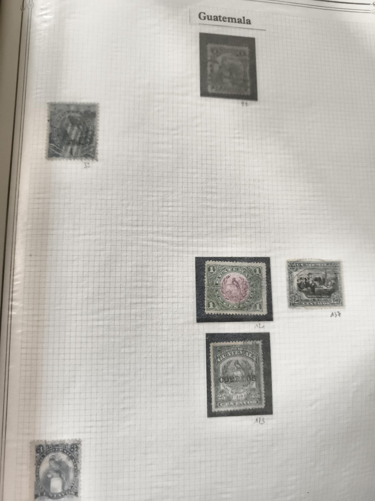 Timbres anciens Guatemala x6 variétés couleurs philatélie vintage Amérique Latin