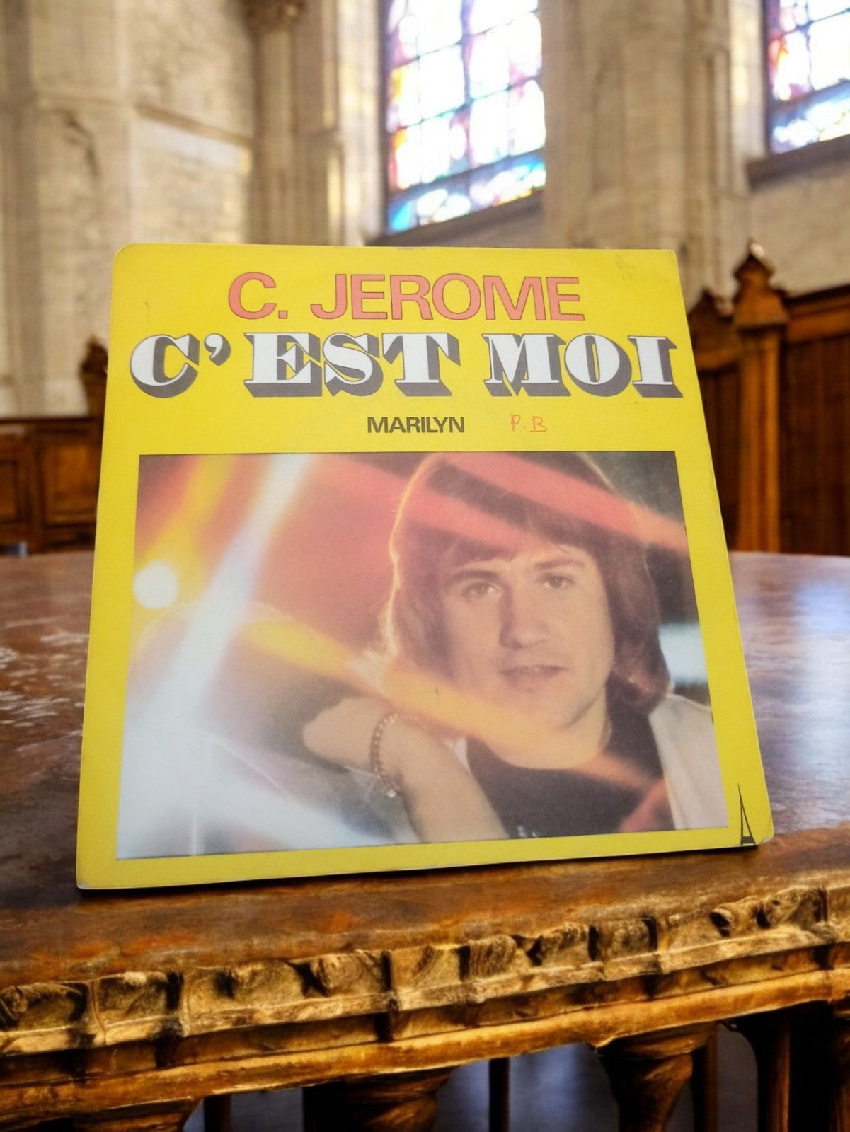 Vinyle 45 tours C. Jérôme C'est Moi vintage années 70 pochette jaune